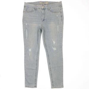 Seven7 Jeans Womens Size 16 Blue Tummyless High Rise Skinny Distressed 37 x 29.5